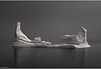 This fine-art photograph showing a well-shaped iceberg in misty conditions in black and white.  Picture was taken near Tassilaq in East-Greenland.