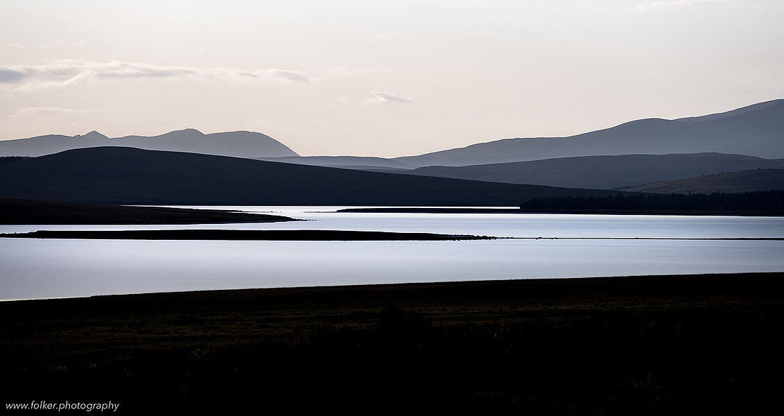 Scotland, Loch Badanloch, sunset