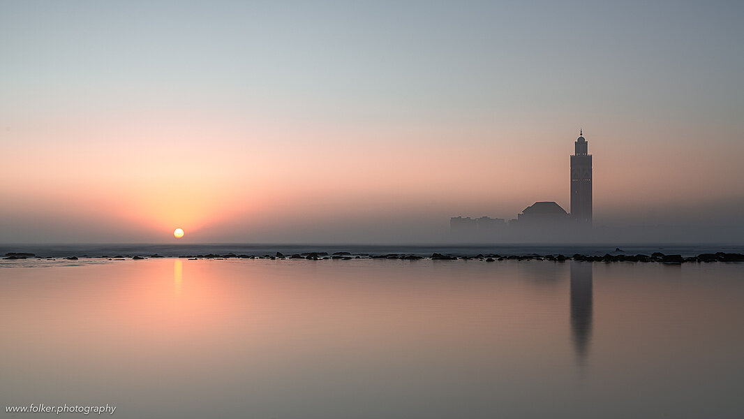 Morocco, Mosque, Casablanca, Hassan, sunrise