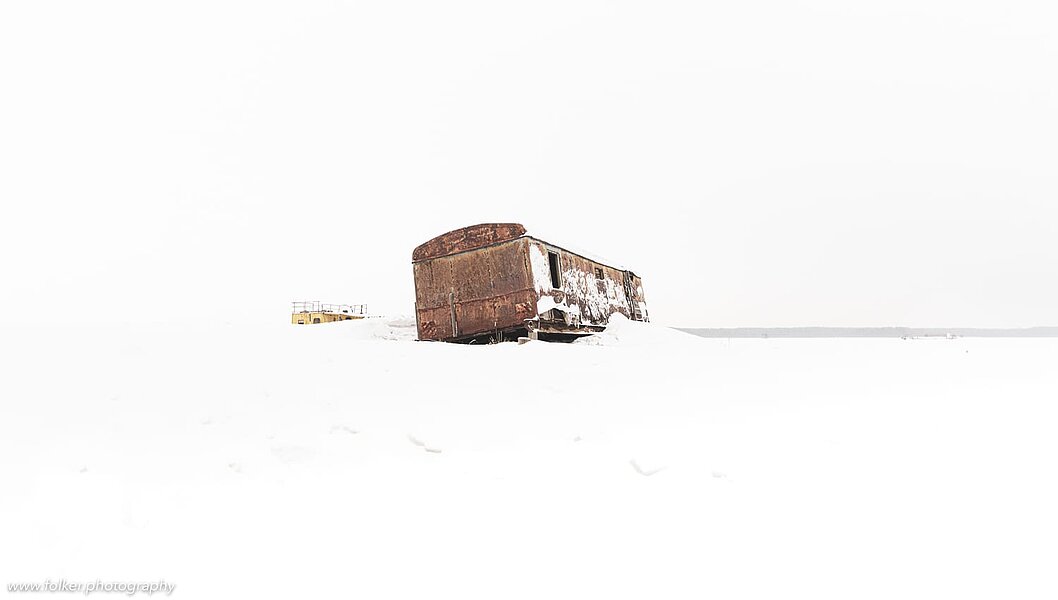 Abandoned train carriage on Lake Baikal