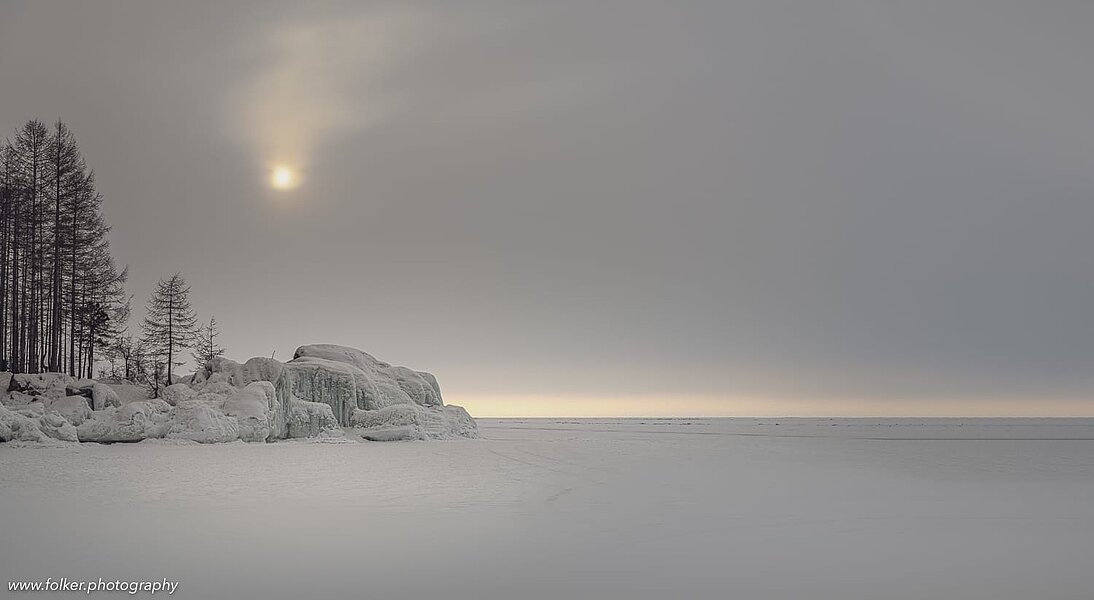 Beautiful sunset on ice